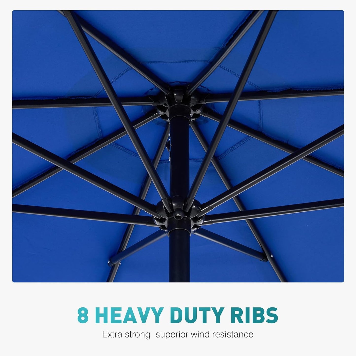 OLIXIS 9ft Patio Umbrella - Waterproof with Tilt & Crank Button | Perfect for Poolside & Outdoor Use, Blue