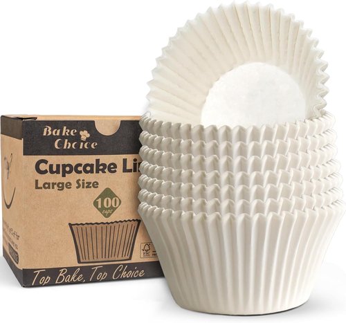 Bake Choice Jumbo Cupcake Liners - 100pcs Greaseproof Parchment Paper Muffin Wrappers for Parties & Events