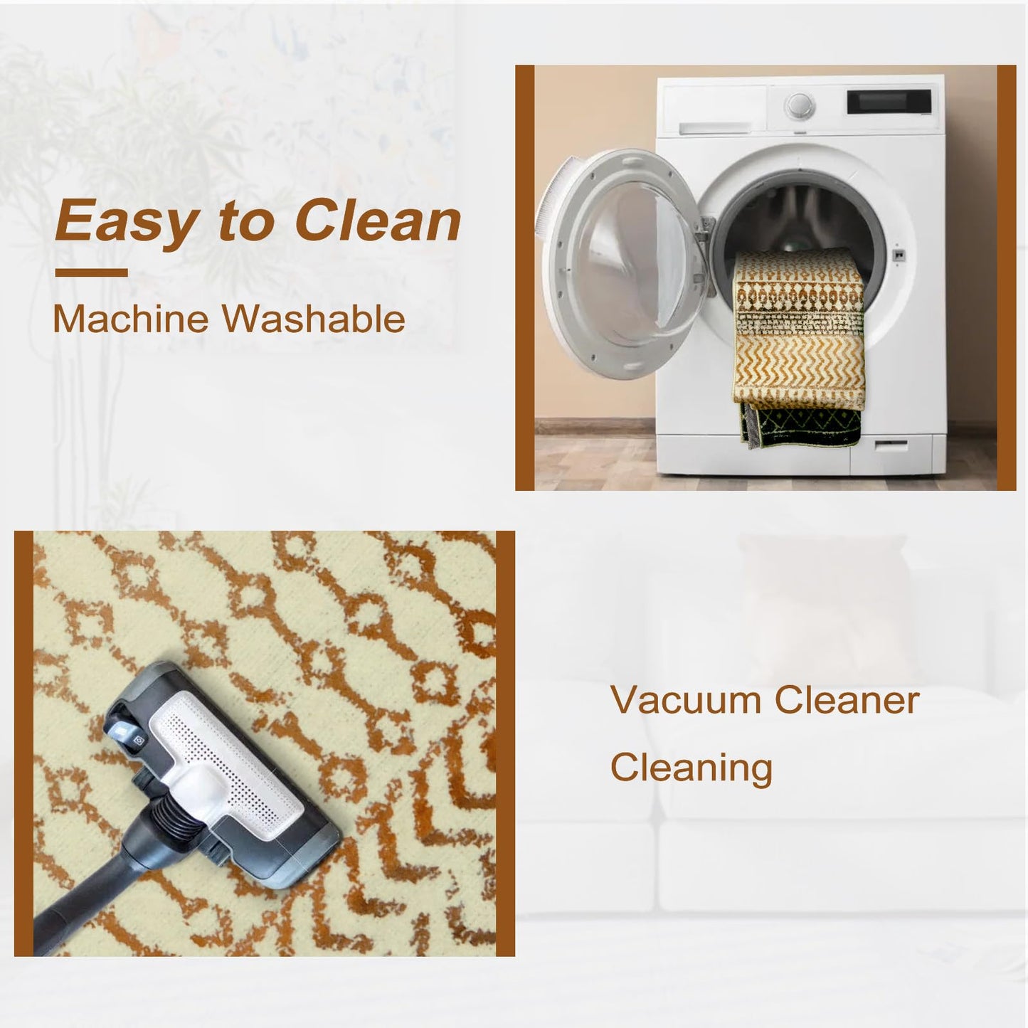 Nailttos Boho Rugs for Living Room, 4x6 Soft Non Slip Area Rug for Bedroom, Low-Pile Machine Washable Rug Indoor Floor Carpet for Kitchen Dorm Office Dining Room