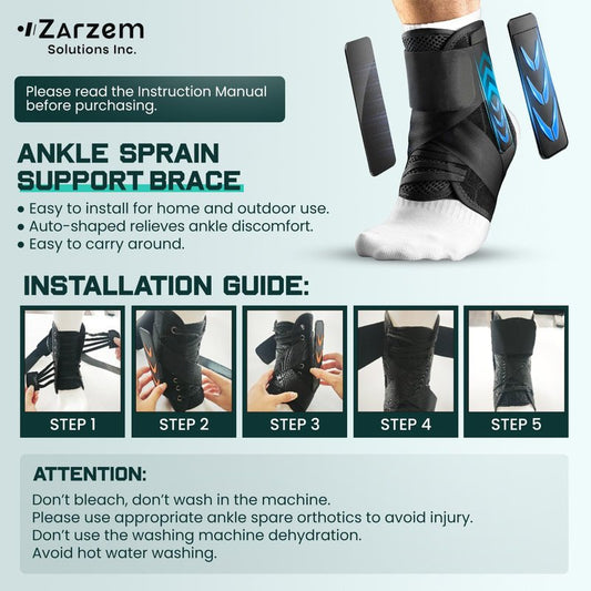 ZARZEM Lace-Up Ankle Brace for Sprained Ankle, Ankle Stabilizer with Side Support Pads, Breathable Ankle Support for Women & Men, Injury Recovery, Running & Sports L(13”-14”)