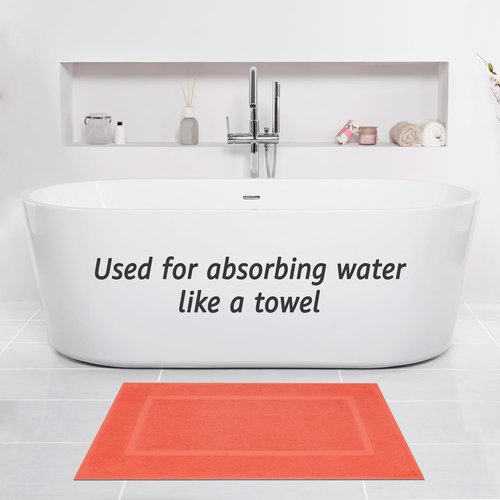 Cotton Paradise 100% Cotton Bath Mats - Soft, Absorbent & Quick-Dry | Set of 2, 20x34 Inches, Coral