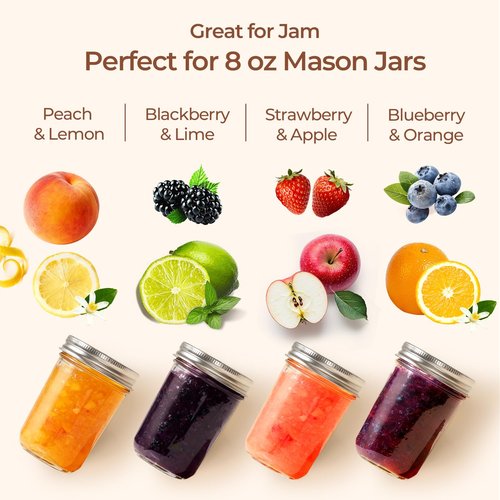 ComSaf Small Mason Jars 8 oz 24Pcs Bulk Set, Half Pint Regular Mouth Mason Jar with Lids and Seal Bands, Glass Canning Jars for Jam, Jelly, Spice, Meal Prep, Shower Wedding Favors, DIY Candles Decor