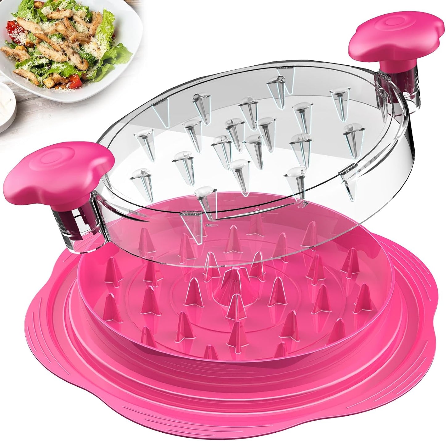 SURETIVIAN Chicken Shredder - Ergonomic Meat Shredder Tool with Brush & Fork | BPA-Free, Hot Pink