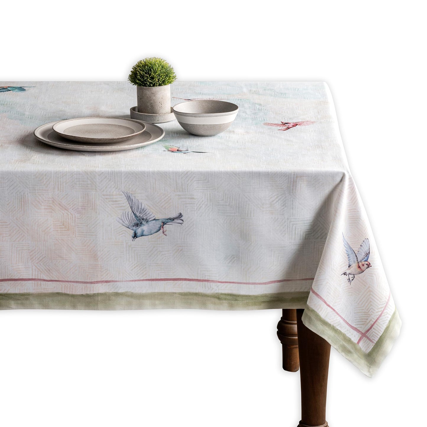 Maison d' Hermine Table Cloth Rectangle Table 100% Cotton 60 x 120 Inches Tablecloth Reusable Decorative for Dining Kitchen Room Farmhouse Home Gifts for Mothers Day Spring Summer - Flying Birds