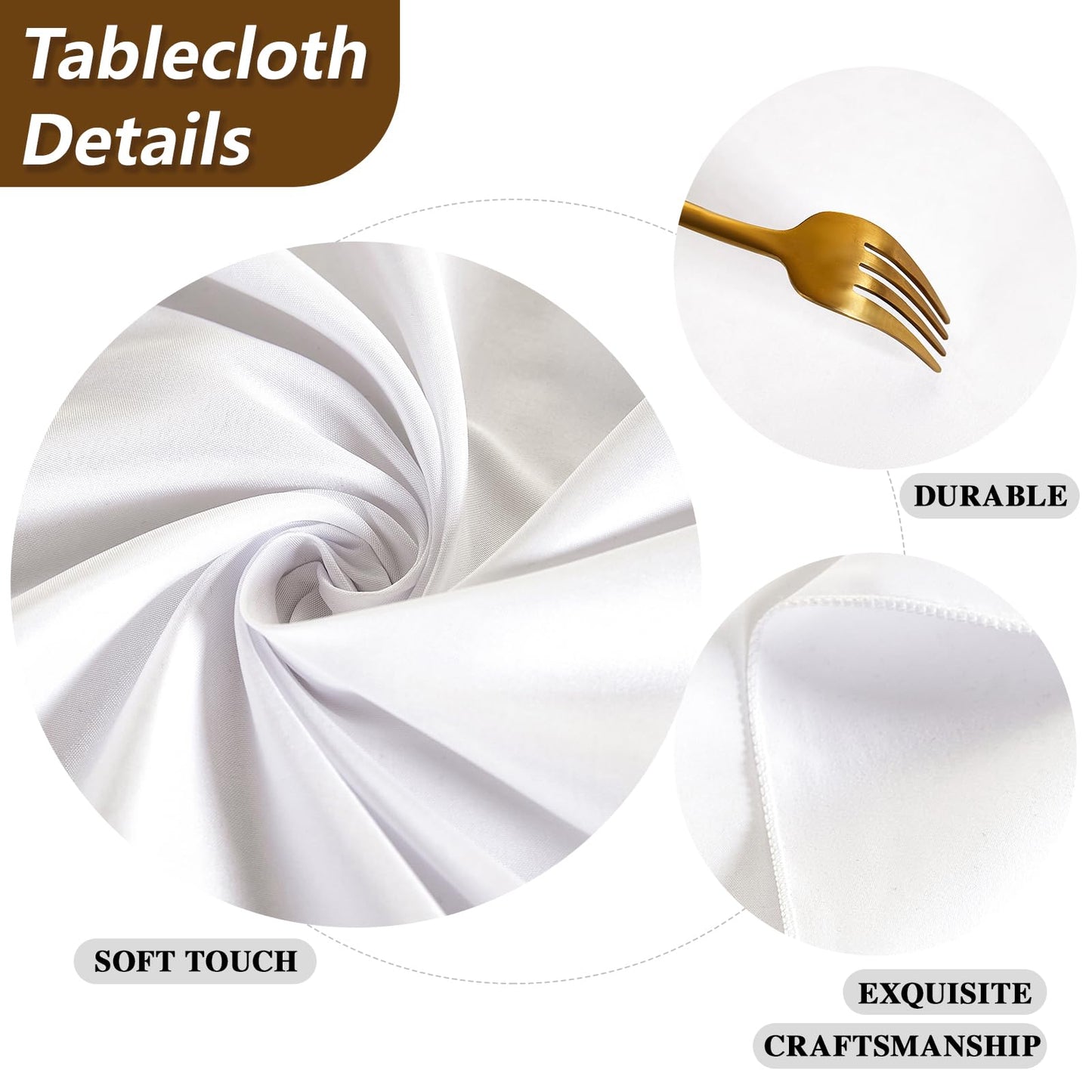 Rectangle Tablecloth for 6 Foot Rectangular Table, 6 Pack 60 x 102 Inch White Tablecloths Washable Reusable Polyester Fabric Tables Cover for Dining, Weddings,Birthday Parties and Banquets