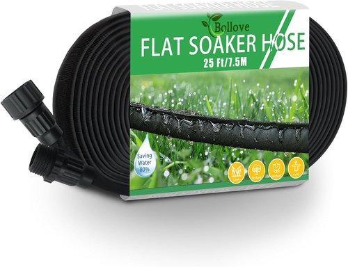 Flat Soaker Hose - Heavy Duty Double Layer Design | 25ft Leak-Proof Drip Irrigation for Garden & Lawn