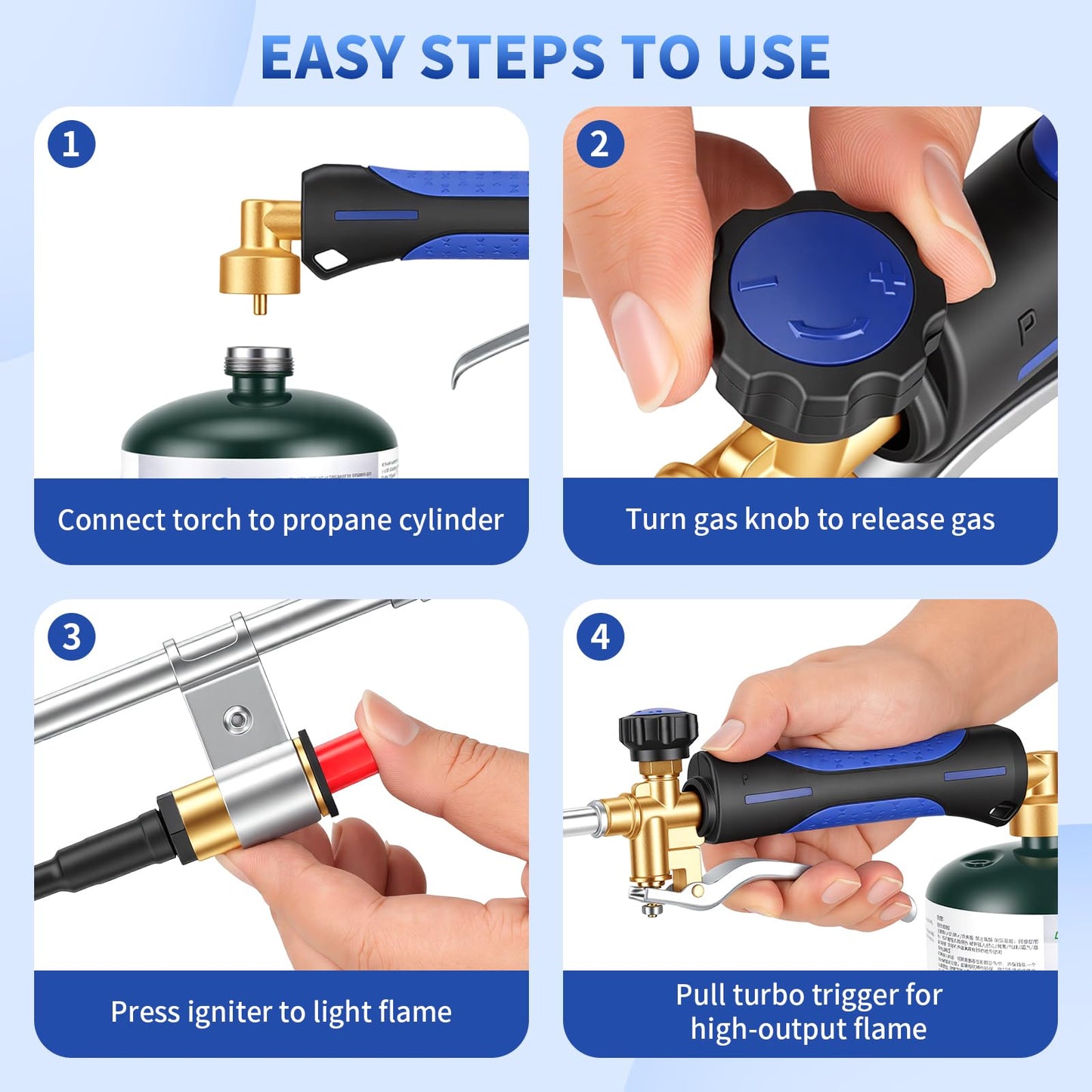 Propane Torch Weed Burner Propane Burner Weed Torch Heavy Duty Blow Torch 31"Flamethrower with Self Igniter and Turbo Trigger for Weeding Roofing Road Ice Melting BBQ(Fuel Cylinder Not Included)