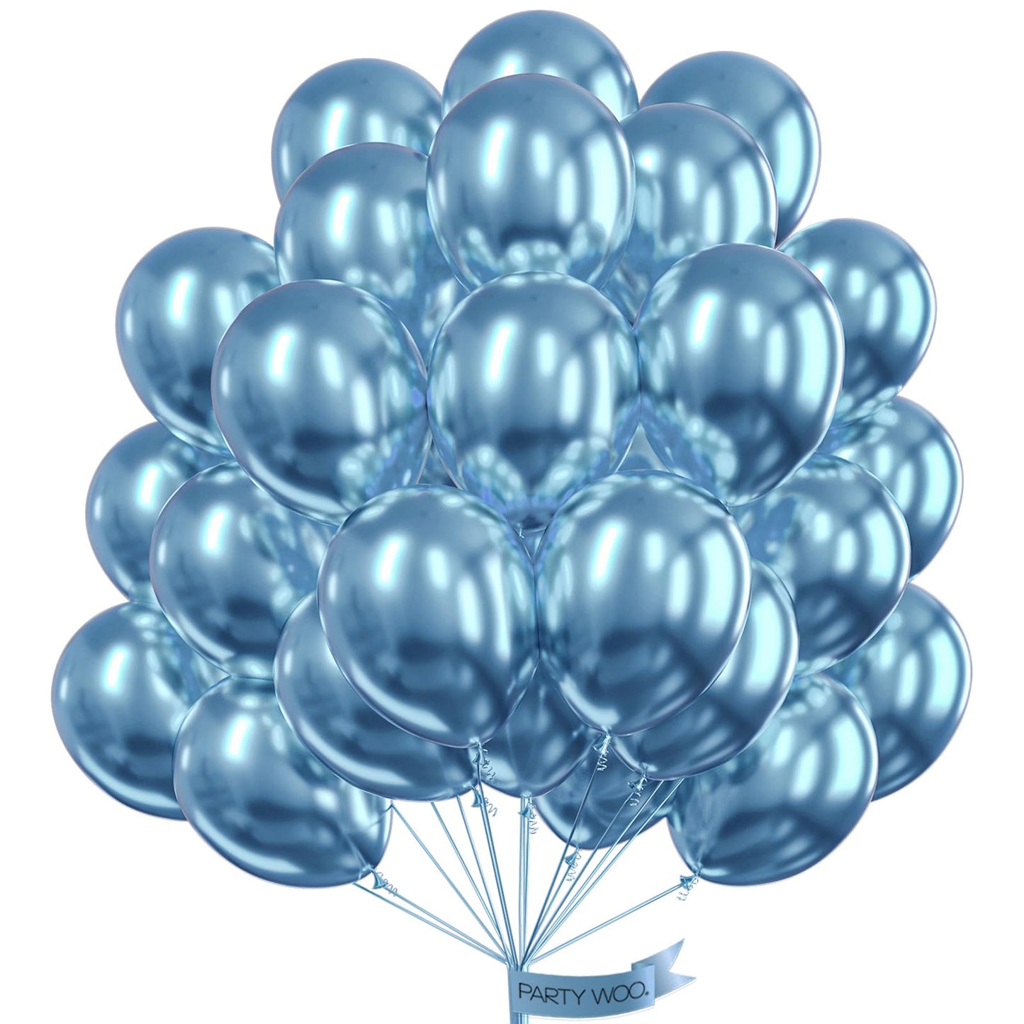 PartyWoo Metallic Blue Balloons, 50 pcs 12 Inch, Balloon Garland or Arch Decorations, Unisex, Birthday, Wedding