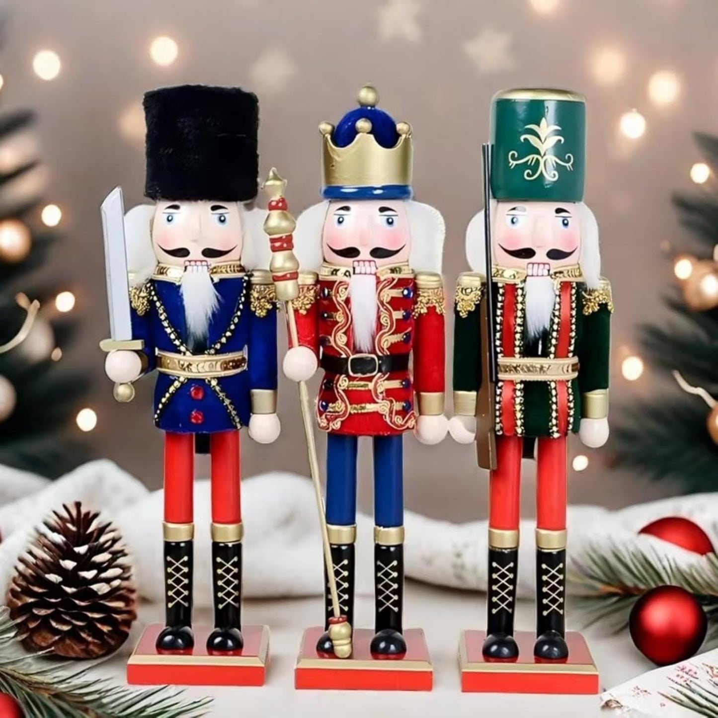 Regine Switzerland 15-Inch Hand-Painted Christmas Nutcracker Figure - Festive Wooden Decoration for Winter