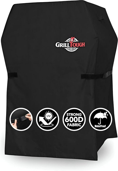 GrillTough Heavy Duty BBQ Grill Cover - Waterproof & UV Resistant | 30 Inch Black Gas Grill Cover