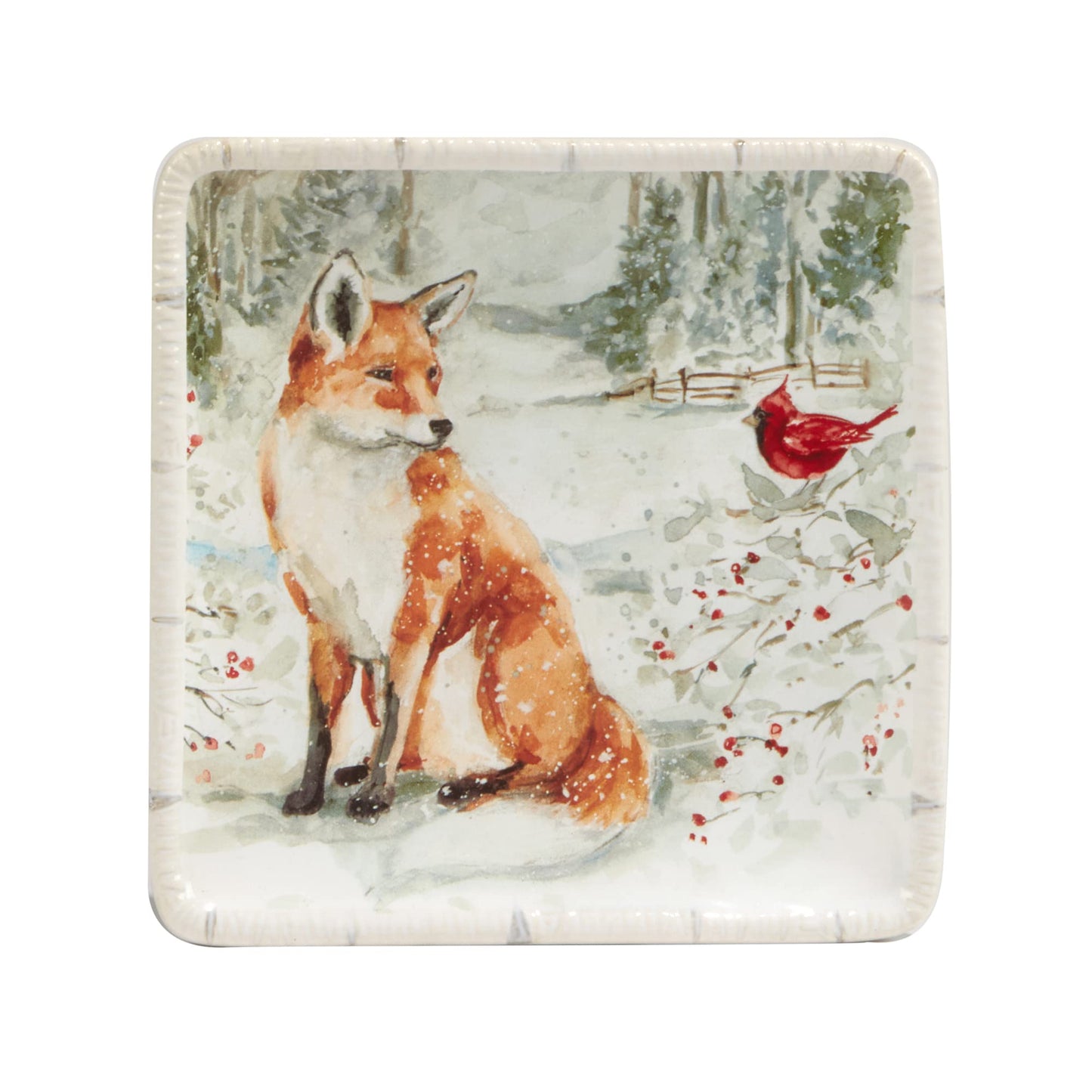Certified International Winter's Walk 6" Canape/Luncheon Plates, Multicolor, Small, Set of 4