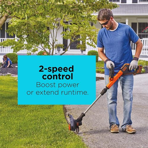 BLACK+DECKER 20V MAX Cordless String Trimmer - Power Drive Transmission, 2-Speed Control, 12-Inch