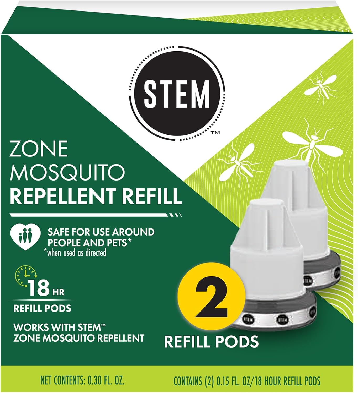STEM Zone Mosquito Repellent Refill Pods - Easy Outdoor Insect Protection with Essential Oils | 2 Count