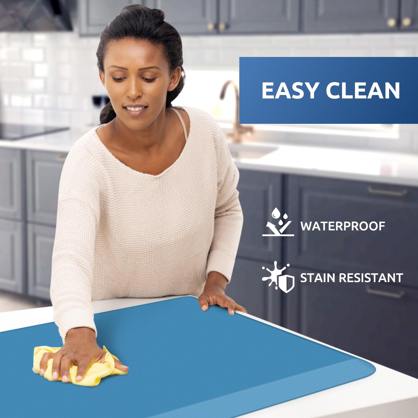 KitchenClouds Kitchen Mat Cushioned Anti Fatigue Rug 24"x70" Water Resistant, Non Slip, Standing and Comfort Desk/Floor Mats for House Sink Office (Green)