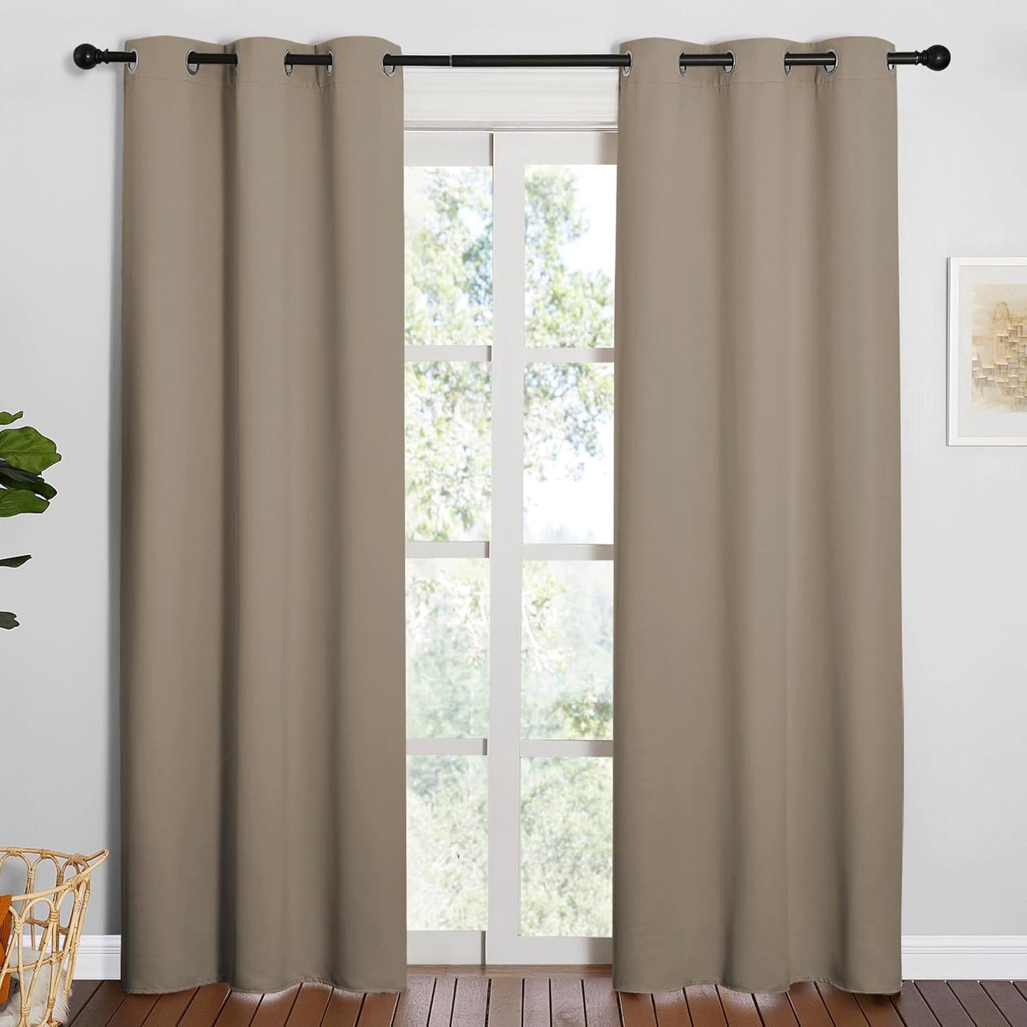 NICETOWN Blackout Curtains - Thermal Insulated Grommet Drapes for Office & Theater | Taupe, 84 Inches