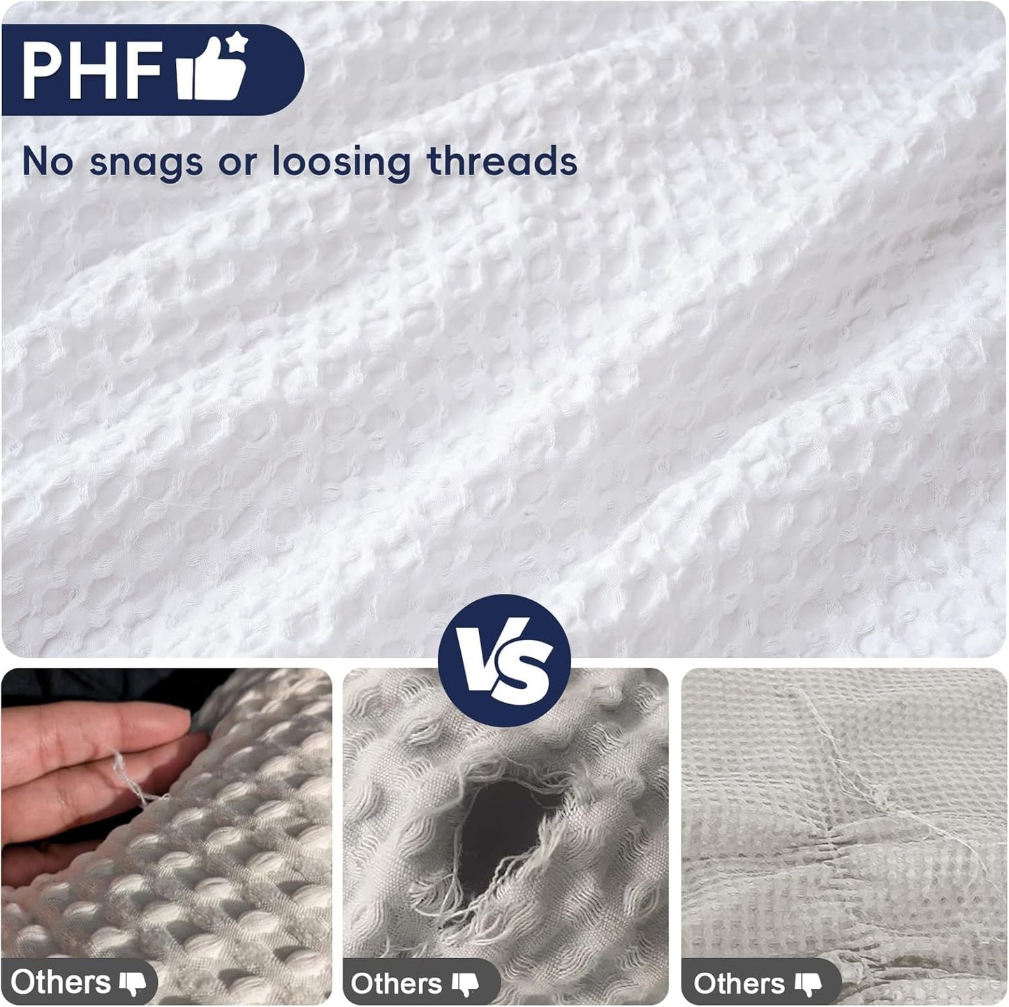 PHF Euro Shams Pillow Covers - Ultra Soft Waffle Weave, Breathable & Skin-Friendly, 26" x 26", White - 2 Pack