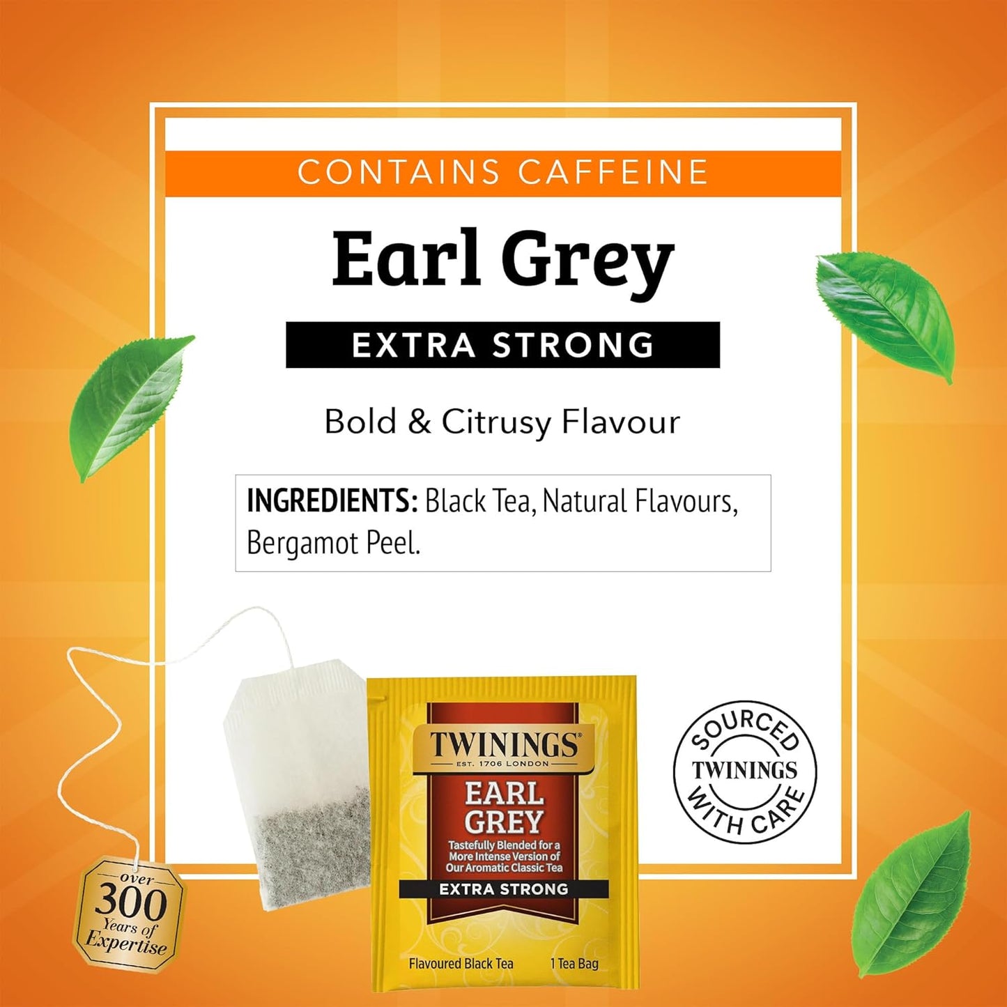 Twinings Earl Grey Extra Strong Black Tea - Citrus & Bergamot Flavor, 120 Individually Wrapped Bags