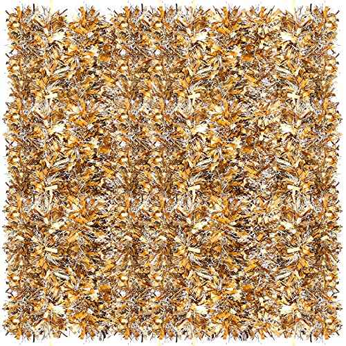 Geosar 26.2 Feet Christmas Tinsel Garland Decoration Metallic Tinsel Twist Garland Halloween Christmas Tree Artificial Hanging Ornament for Birthday Party Decoration(Light Gold, Silver)