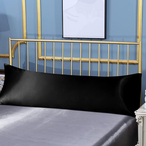 FLXXIE Satin Pillowcase - Luxury Soft Silk for Hair & Skin | 20x54 Inches, Black