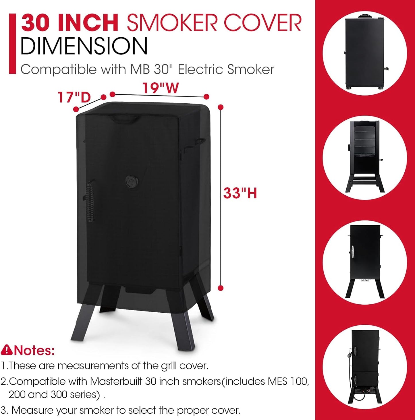 Unicook Electric Smoker Cover - UV Resistant Waterproof Vinyl for Masterbuilt | 30 Inch Size, Outdoor Use