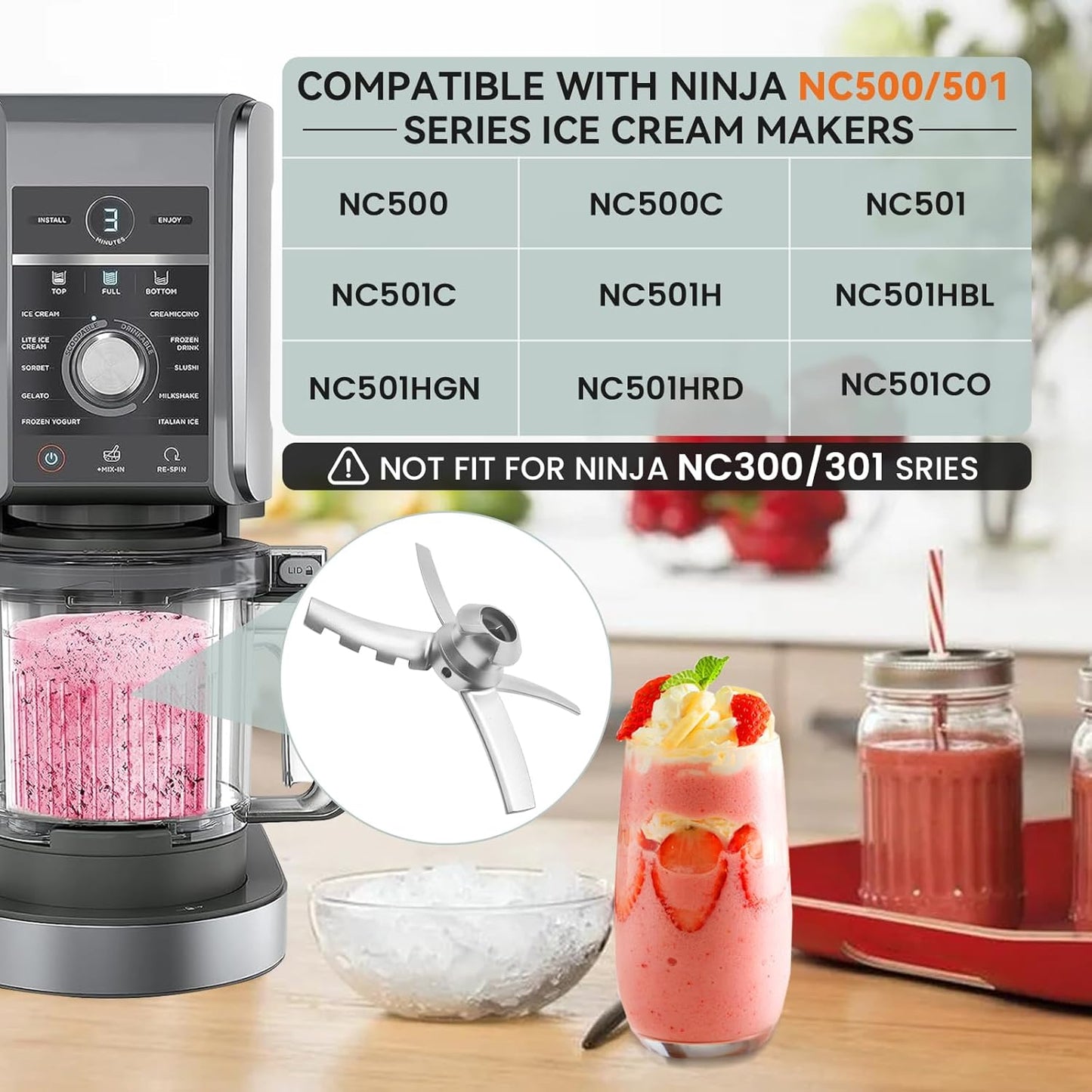 Ninja Creami Paddle Blade Replacement - Compatible with NC500 Series Ice Cream Makers | Durable & Efficient