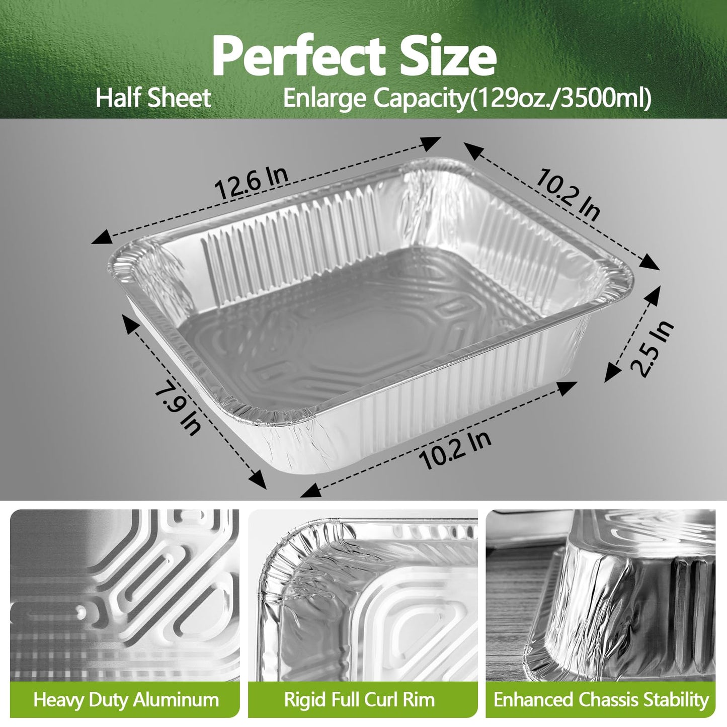 Demiwise Thickened 30 Pack Heavy Duty Aluminum Pans, 9x13 Aluminum Foil Pans Disposable, Half Size Steam Table Foil Baking Tray for Cooking, Baking, Roasting & Chafing, Carton Packaging