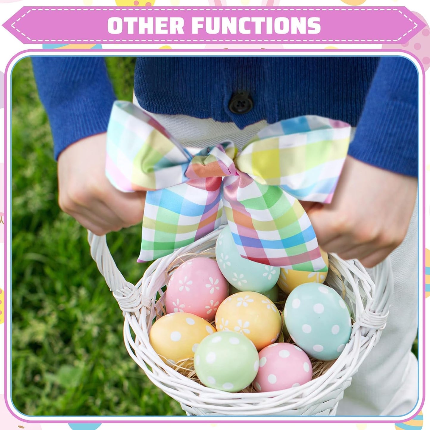 Skiennix Wreath Sash - Satin Blank Sash for Embroidery | Pastel Easter Buffalo Plaid Decor