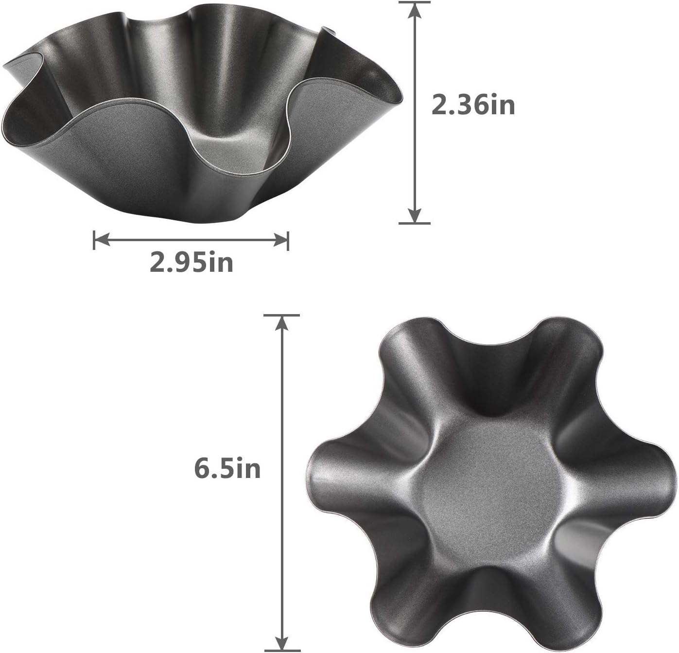Kafear Taco Salad Bowl Maker Molds - Nonstick Carbon Steel Tortilla Shell Pans | 4 Pack Black