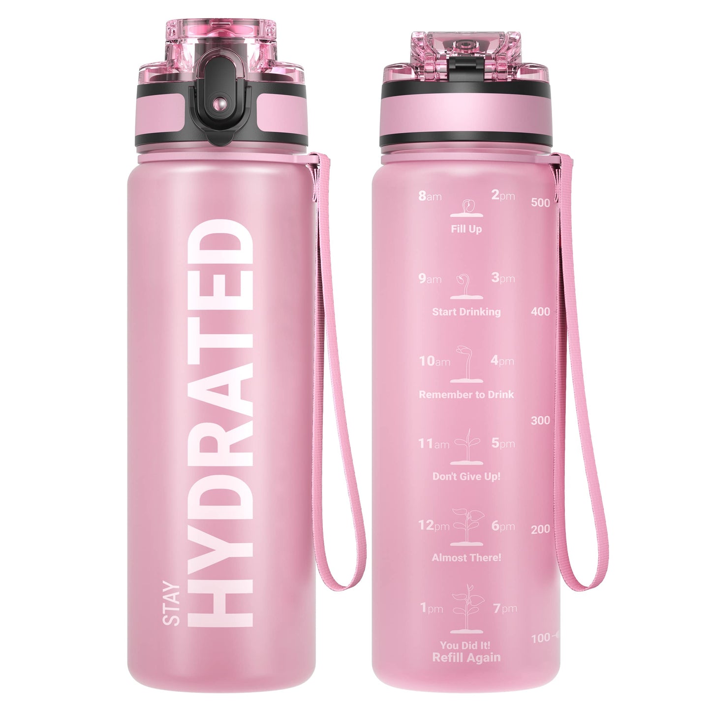 Sahara Sailor Water Bottle, 32/25/17oz Durable and Leakproof Water Bottles Motivational with Time Marker, Tritan, BPA Free, Wide Mouth with Easy Clean Brush for Gym, Travel, School, Office (1 Bottle)