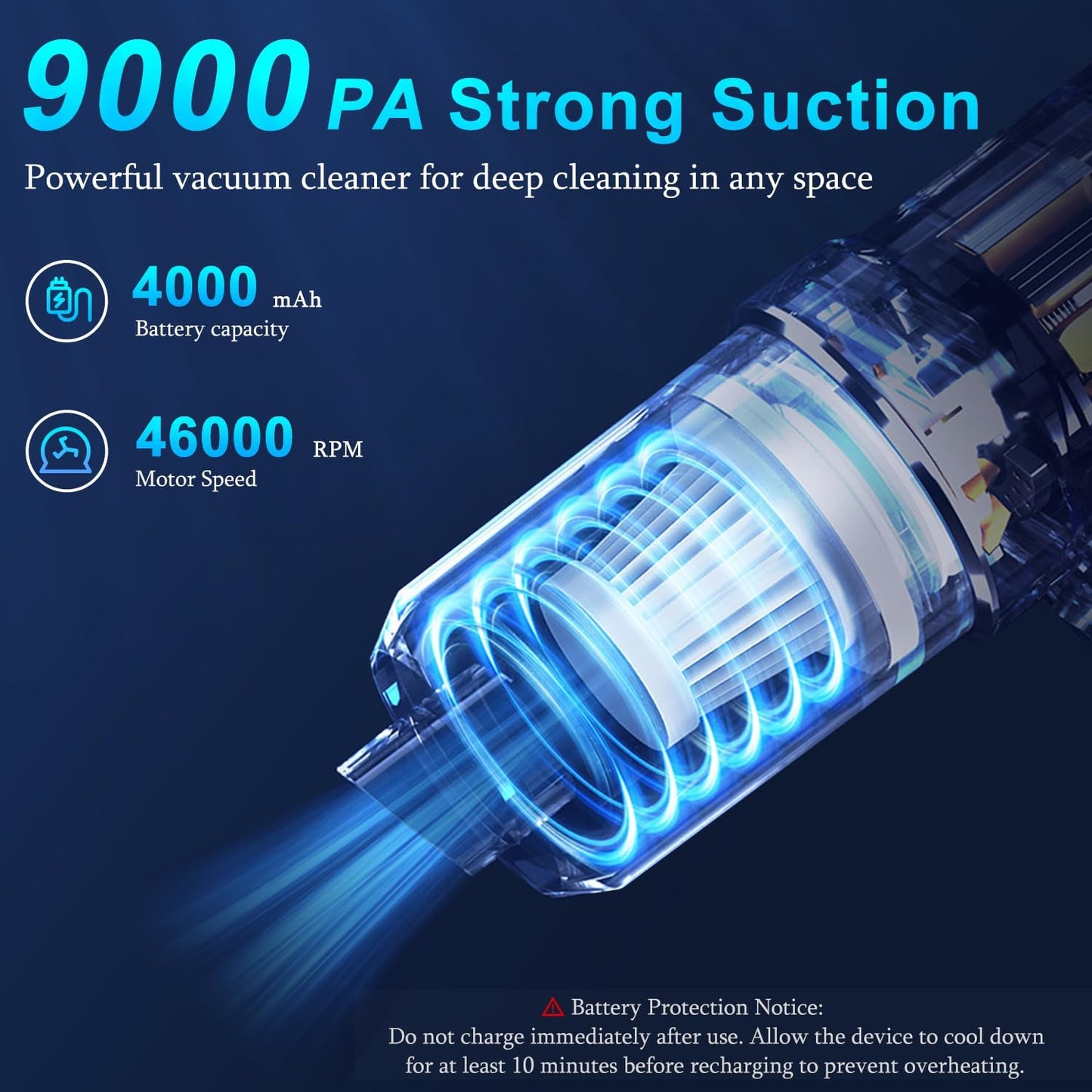 KMM Handheld Car Vacuum Cleaner - 9000Pa High Power 120W with LED Light & Multi-Nozzles | Ideal for Home & Pet Use