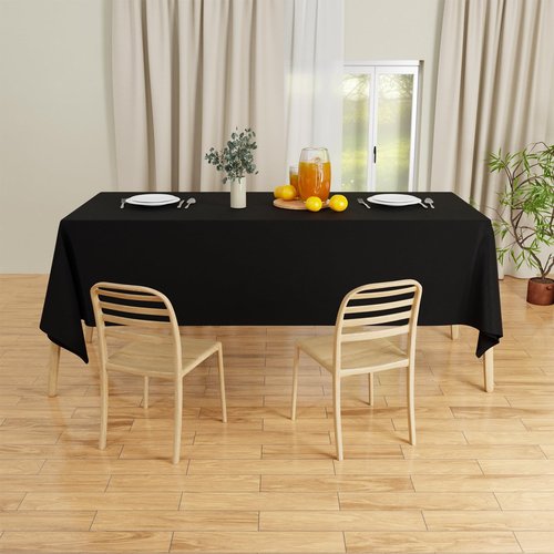 IVAPUPU 2 Pcs Black Table Cloth for Rectangle Table - 60 x 102 Inch Tablecloths Rectangular Cloths Waterproof Washable Wrinkle Resistant for 6 FT Tables Wedding Cocktail Party