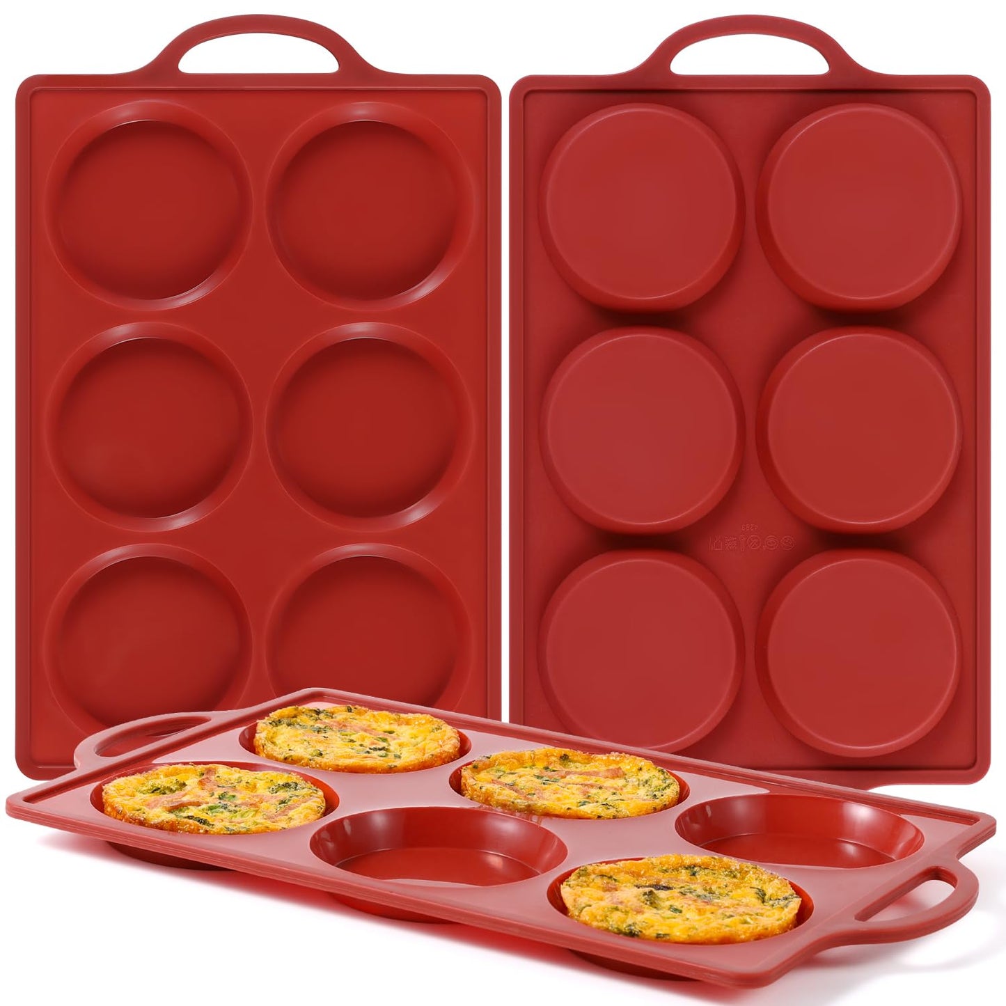 CAKETIME Jumbo Muffin Top Pan, 4 Inch Metal Frame Round Egg Baking Pan for Oven English Muffins, Whoopie Pies, Corn Bread, Egg Bites, Breakfast Sandwiches Tarts 3 Pack Brown