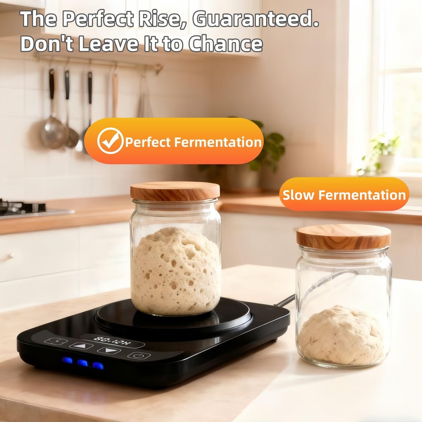 MADCKDEDRT Sourdough Starter Warmer Mat - 12H Timer & Precise 1°F Thermostat (70-100°F) - Auto On/Off -Sourdough Heater for Home Baking & Consistent Fermentation (Black)