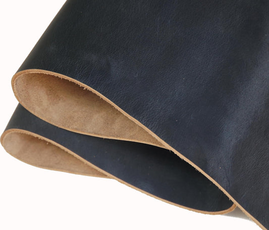 Tooling Leather Sheets Full Grain Leather 3.6mm-4.0mm (9-10oz) Thick Cowhide Leather Pieces Square for Crafts Heavy Weight(Dark Blue-Gray 12"x12")