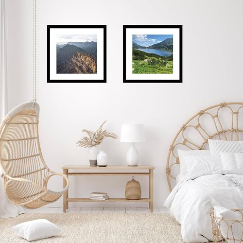 JCJMY 20x20 Picture Frame - Black Wall Hanging Frame with 16x16 Mat & Shatter Resistant Plexiglass