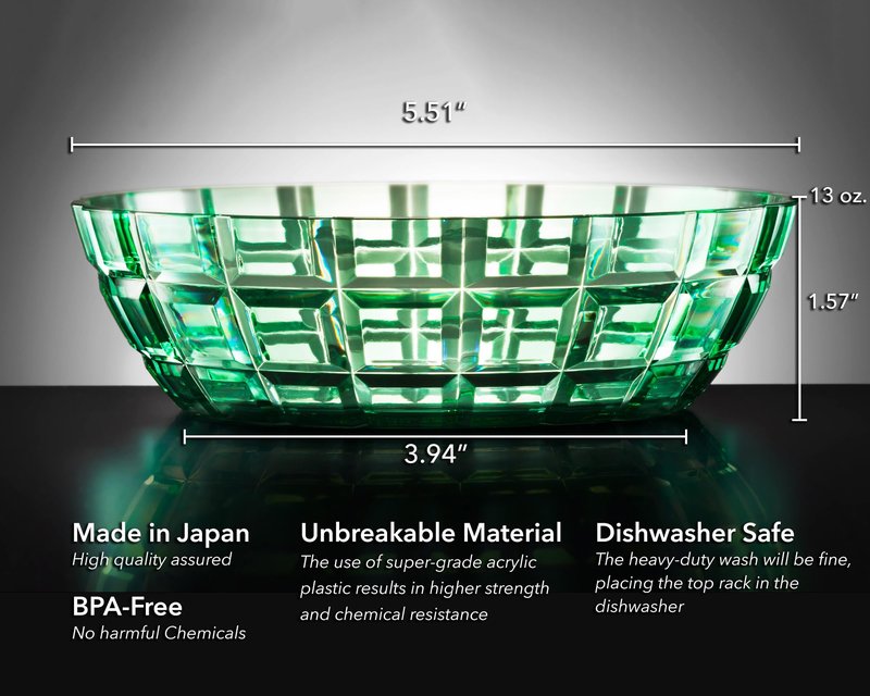 SCANDINOVIA - 13oz Unbreakable Premium Bowls Set Of 6 - Made in Japan - Super Grade Acrylic Plastic - Perfect for Gifts - Dishwasher Safe - Serving Ice Cream Candy Cereal Cereal Popcorn Salad Reusable