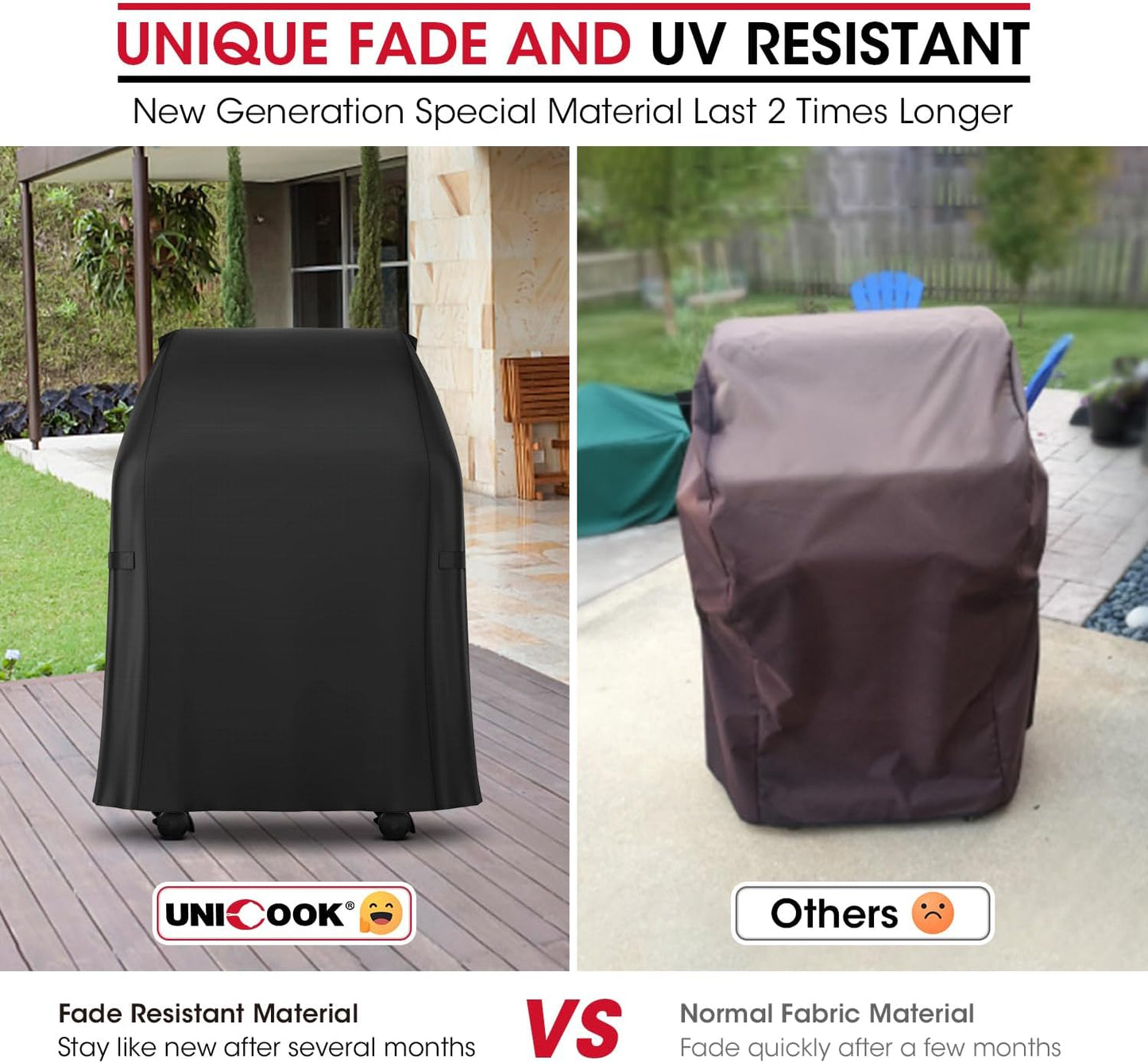 Unicook 30-Inch Grill Cover - Waterproof Vinyl & Polyester Lining for Weber Spirit 210