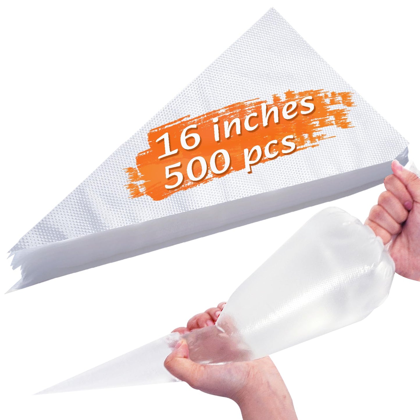 Piping Bags, Piping Bags Disposable Thickend, Large Piping Bags for Cake Decorating, Icing, Buttercream, Baking, and Cooking (16 Inches 500Pcs)