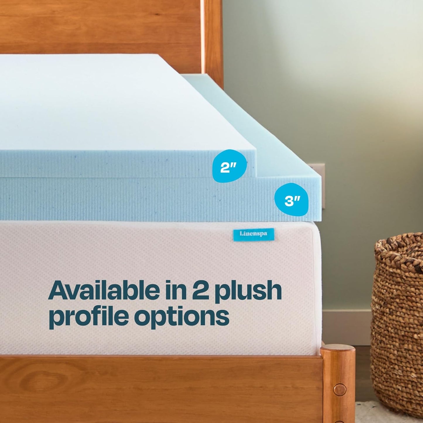 Linenspa Memory Foam Mattress Topper - 2 Inch Gel-Infused Plush Feel | California King Size - Cooling & Pressure Relieving