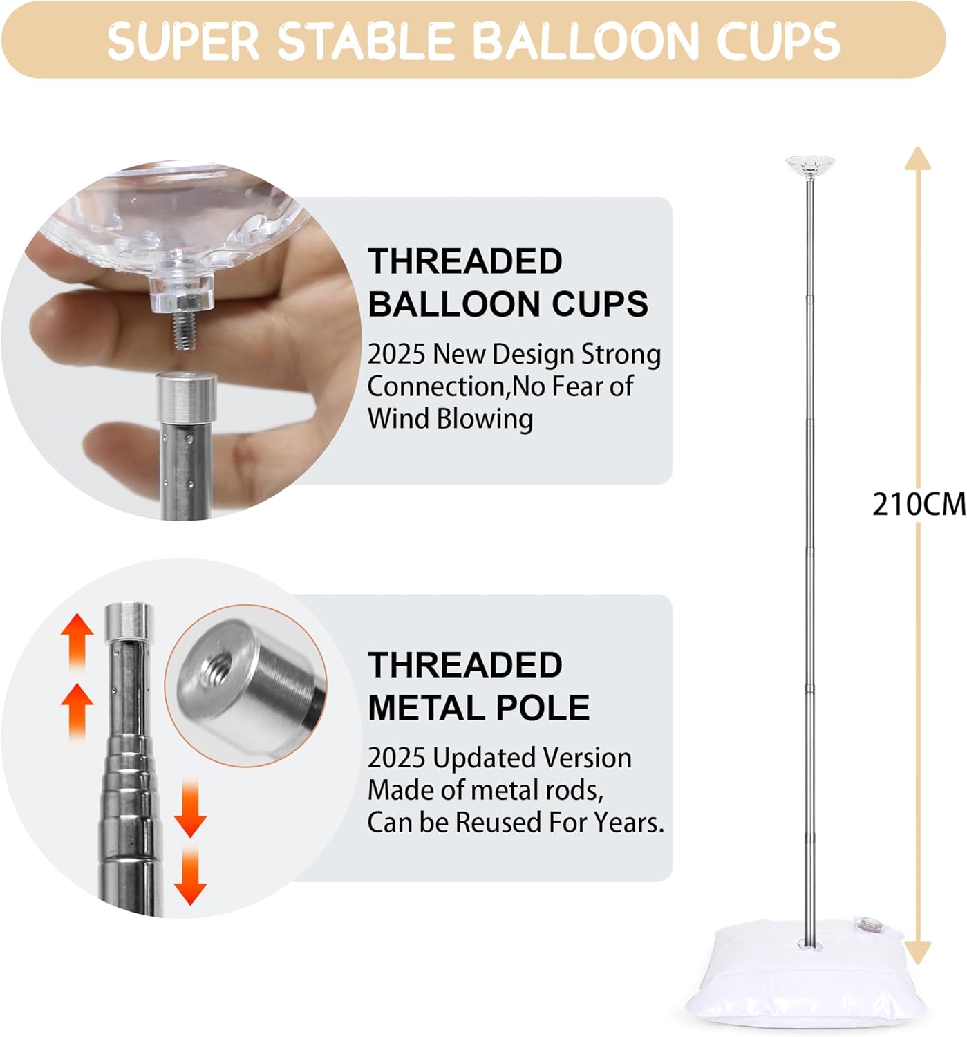 Skiennix Balloon Column Stand Kit - 7 Feet Adjustable Height for Graduation, Wedding & Party Decor