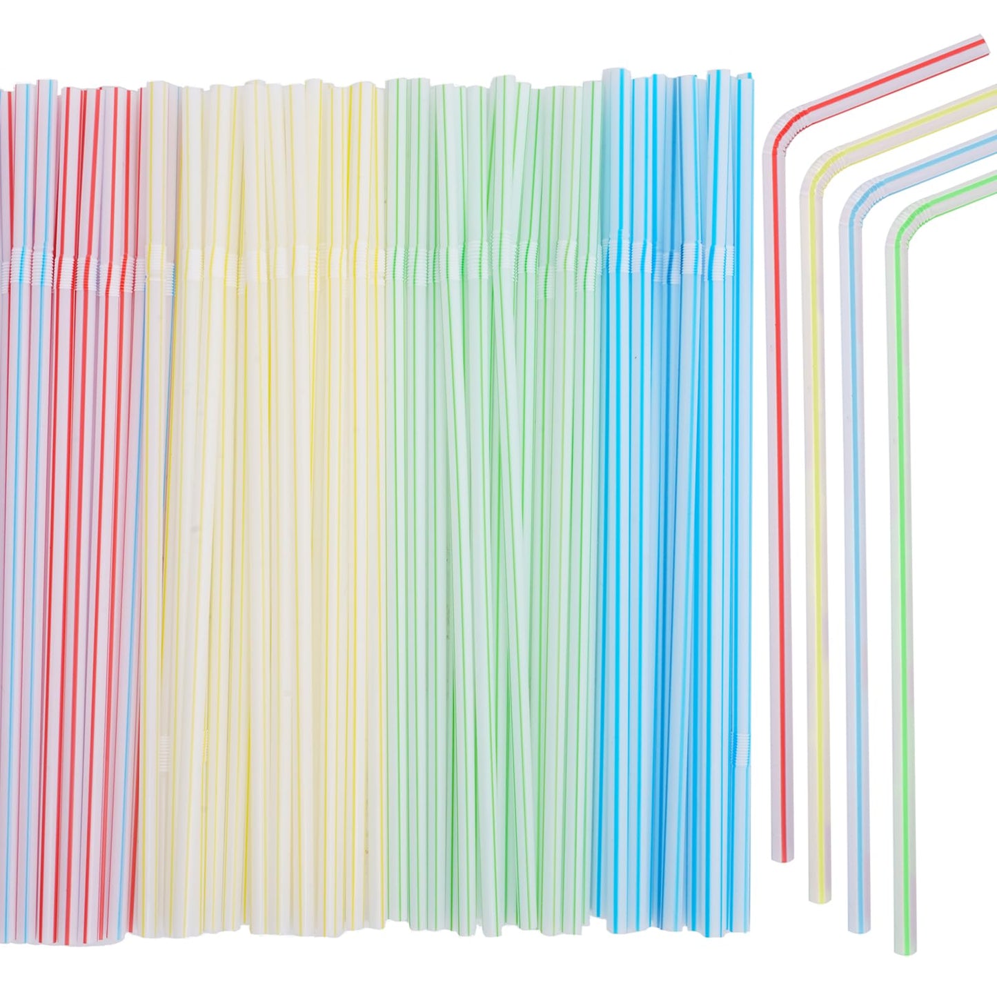 Luszmoax 200 Pcs Plastic Straws Disposable -Straws Drinking Plastic -8.8inch Long Bendy Straws -Flexible Bendable Drinking Straw