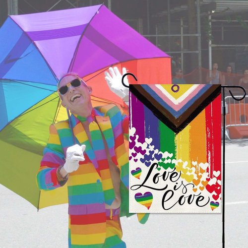 Baccessor Love Pride Garden Flag - Double-Sided 12.5 x 18 Inch LGBTQ Rainbow Heart Decoration