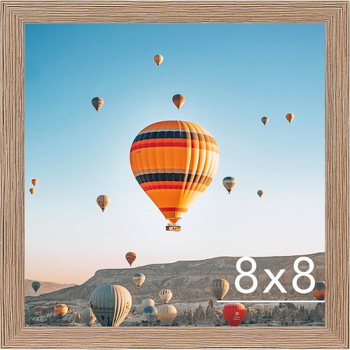 JCJMY 8x8 Picture Frame - Rustic Brown Wall Mount & Tabletop Display | Durable Shatter-Resistant Plexiglass