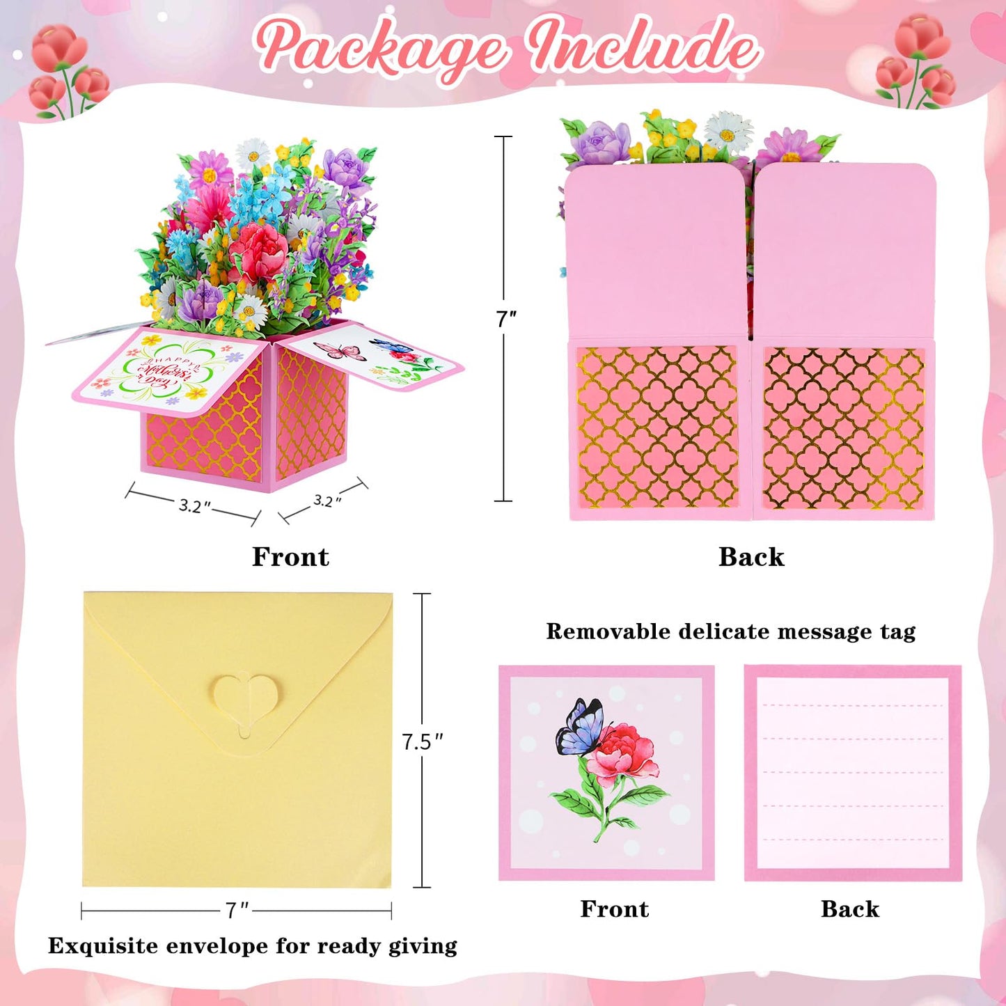 WhatSign Birthday Pop Up Cards - 3D Pop-Up Cards with Envelope Birthday Gifts for Women Mom Daughter Grandma Sister Friends