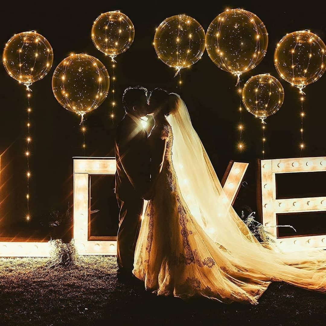 ComboJoy 20 Pack Led Balloons Light Up with Warm White Lights, 25 Transparent Balloons and 20 Pcs Led Lights, Perfect Supply for Wedding, Birthday Party, Glow Stick Party