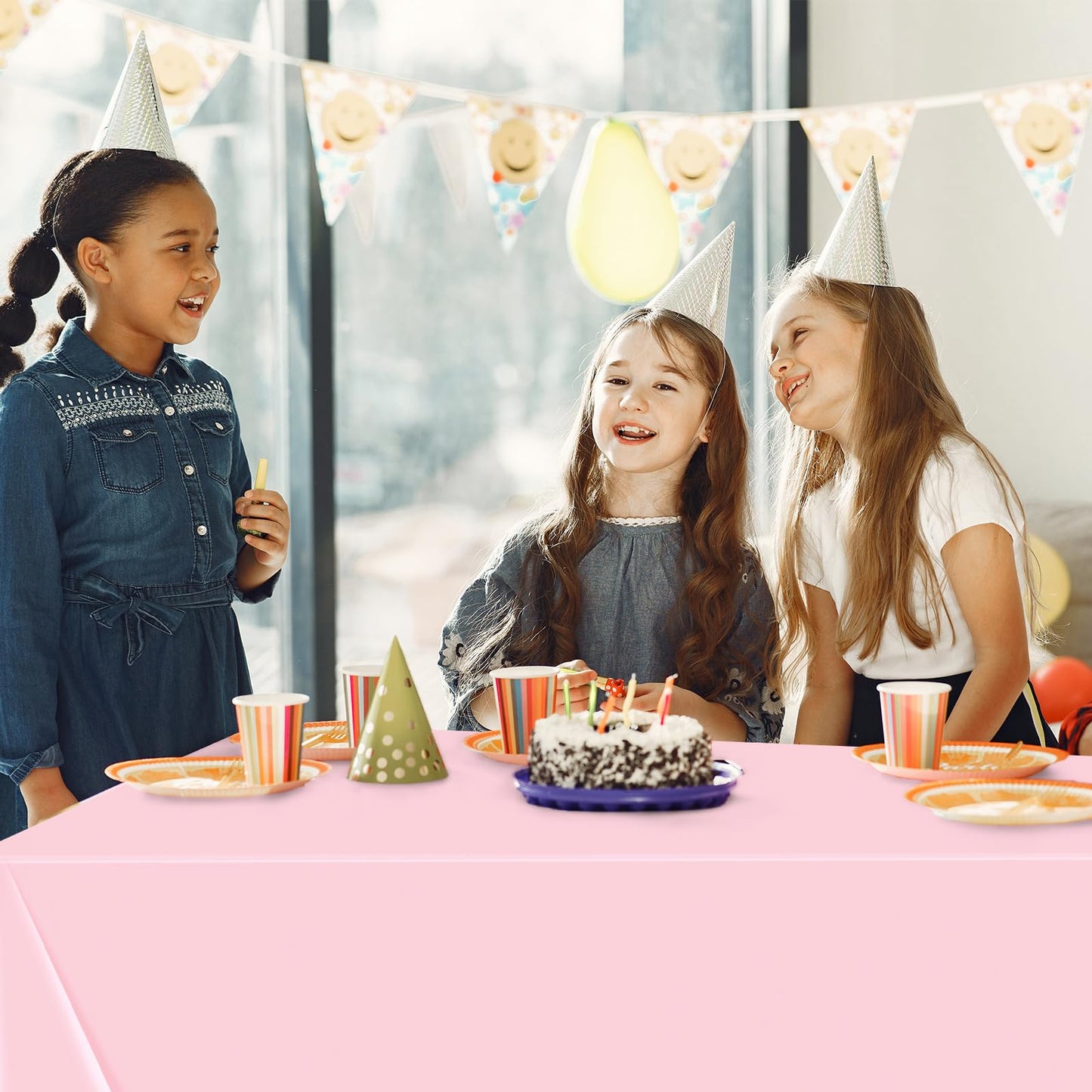 Ohkishly 3 Pack Plastic Pink Tablecloths for Rectangle Tables,Disposable Scalloped Edge Table Cloth Waterproof Pink Table Cover for Birthday Bridal Wedding Baby Shower, 54 X 108Inch