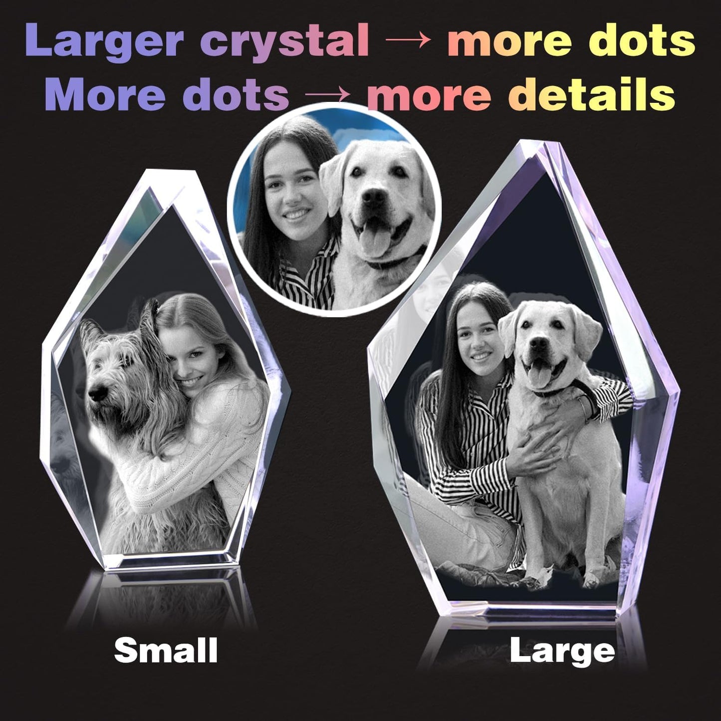 Skiennix 3D Crystal Dog Memorial Photo Frame - Personalized Engraved Keepsake Gift | Pet Remembrance
