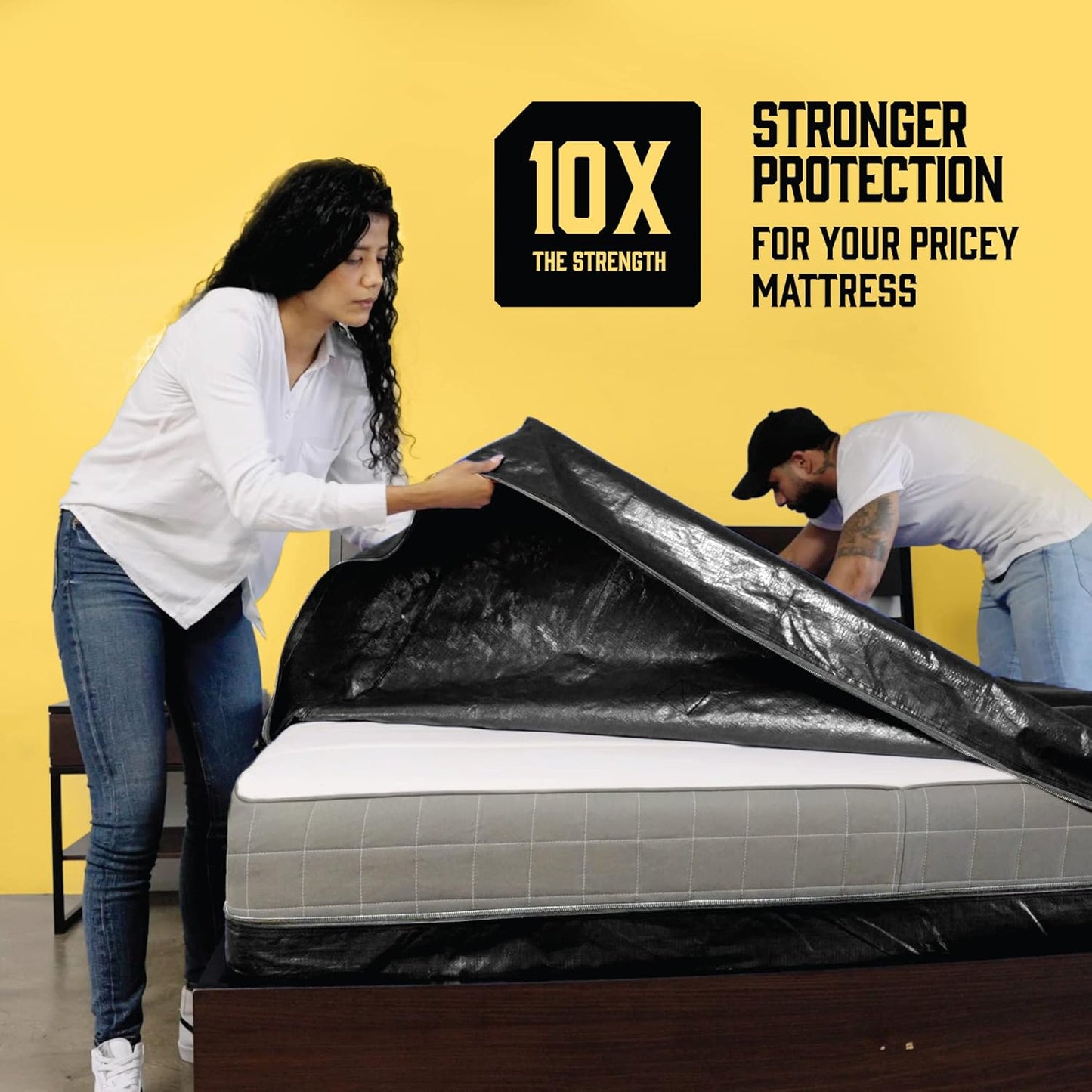 Mattress Bags for Moving - Extra-Thick Full XL with 8 Handles | Reusable Zippered Storage Cover - 2 Pack