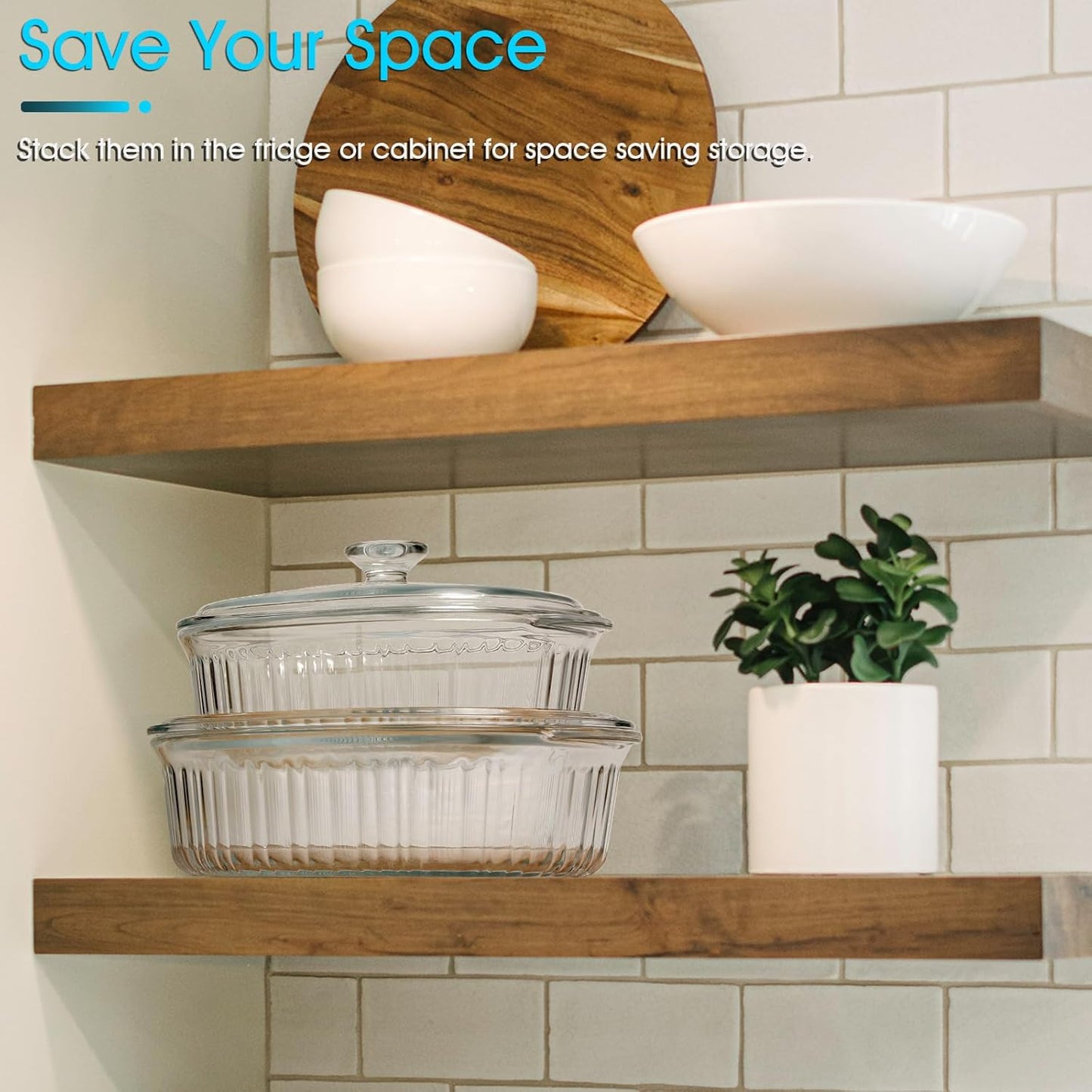 NUTRIUPS Oval Glass Casserole Dish - 1.9QT Borosilicate Glass with Lid for Oven Baking