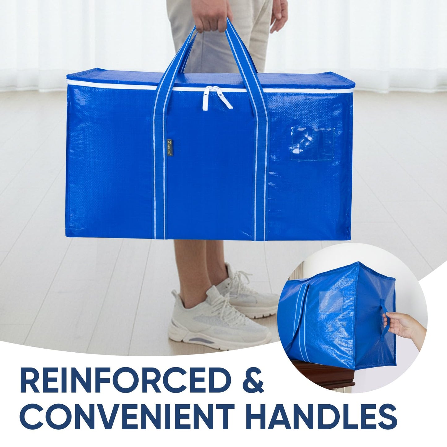 BALEINE 4-Pack Oversized Moving Bags with Reinforced Handles, Heavy-Duty Storage Tote for Clothes, Moving Supplies (Royal Blue, 4-Pack)